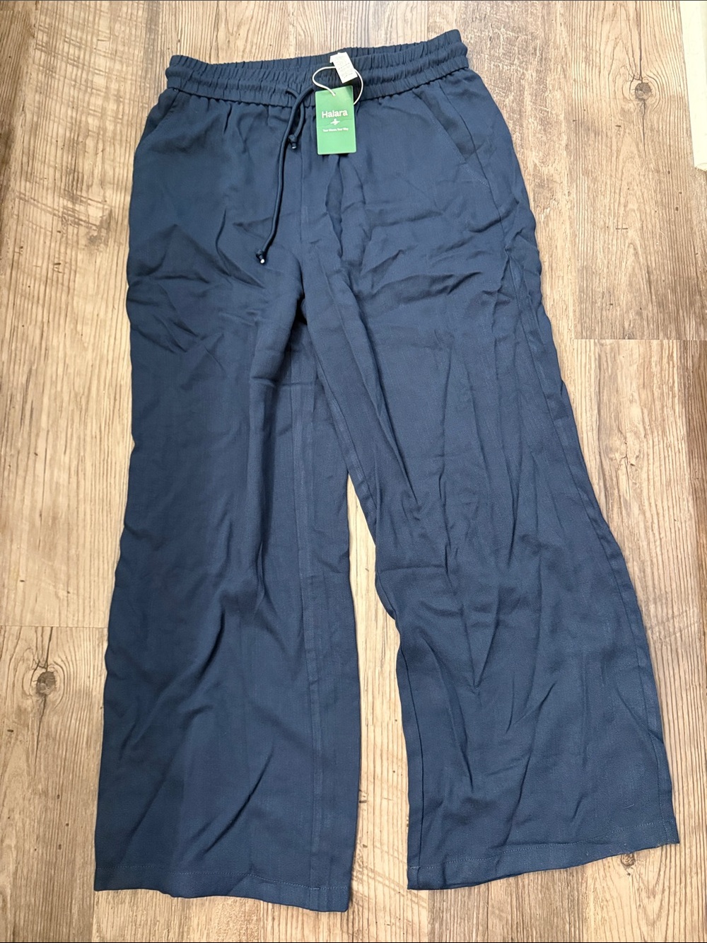 HALARA Navy Wide-Leg Drawstring Pants